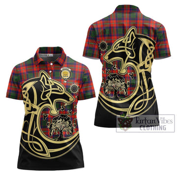 Wauchope Tartan Women's Polo Shirt with Family Crest Celtic Wolf Style Women - Tartan Vibes Clothing