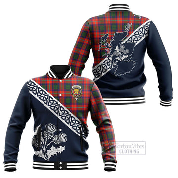 Wauchope Tartan Baseball Jacket Featuring Thistle and Scotland Map Unisex - Tartan Vibes Clothing