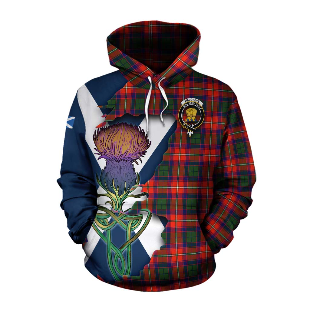Tartan Vibes Clothing Wauchope Tartan Family Crest Cotton Hoodie Scottish Thistle Celtic Inspired