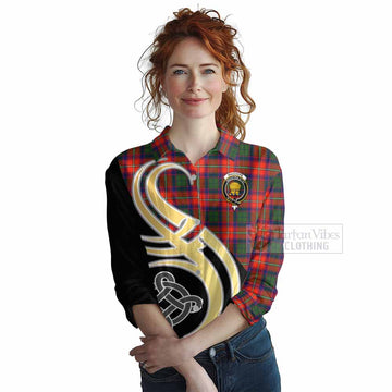 Wauchope Tartan Women's Casual Shirt with Family Crest and Celtic Symbol Style Female - Tartan Vibes Clothing