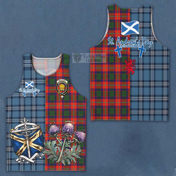 Wauchope Tartan Men's Tank Top Happy St. Andrew's Day Half Tartan Style Men - Tartan Vibes Clothing