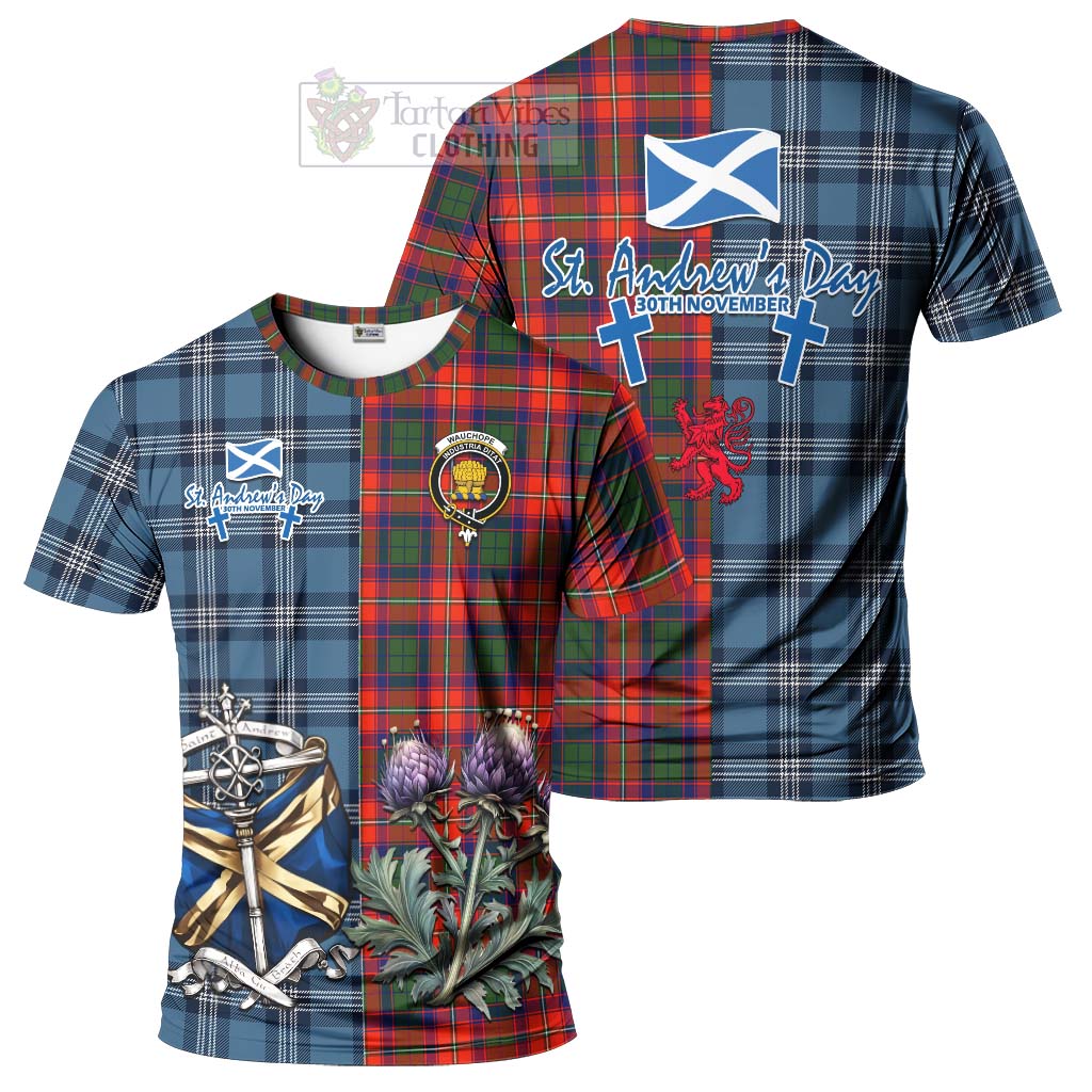 Wauchope Tartan T-Shirt Happy St. Andrew's Day Half Tartan Style Kid's Shirt - Tartan Vibes Clothing
