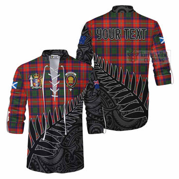Wauchope Crest Tartan Ghillie Kilt Shirt with New Zealand Silver Fern Half Style Men - Tartan Vibes Clothing