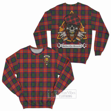 Wauchope Tartan Sweatshirt with Family Crest and Bearded Skull Holding Bottles of Whiskey Unisex - Tartan Vibes Clothing