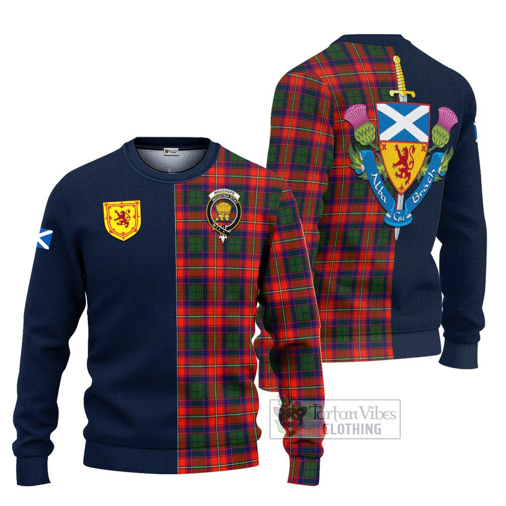 Wauchope Tartan Ugly Sweater Alba with Scottish Lion Royal Arm Half Style Unisex - Tartan Vibes Clothing