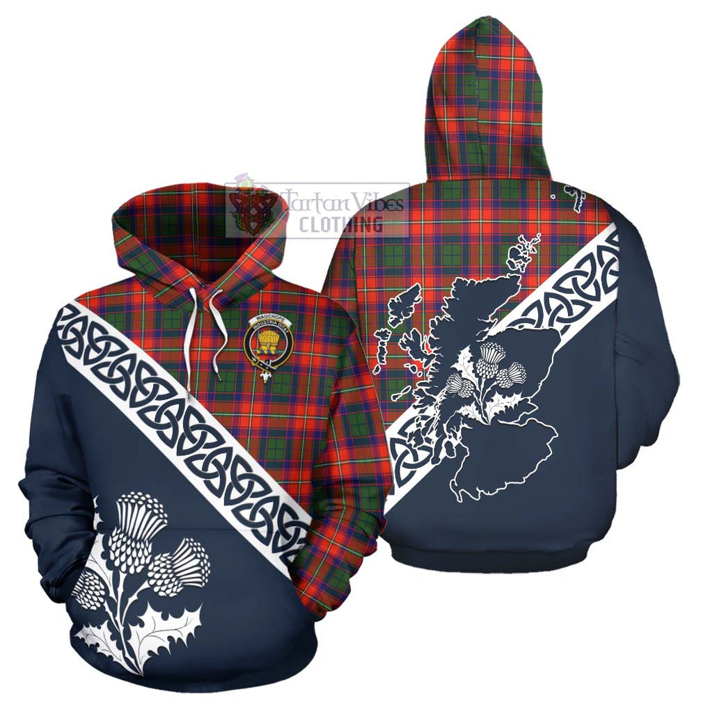 Wauchope Tartan Hoodie Featuring Thistle and Scotland Map Zip Hoodie - Tartan Vibes Clothing