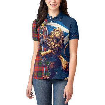 Wauchope Tartan Family Crest Women's Polo Shirt with Scottish Majestic Lion Women - Tartan Vibes Clothing
