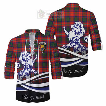 Wauchope Tartan Ghillie Kilt Shirt with Alba Gu Brath Regal Lion Emblem Men - Tartan Vibes Clothing