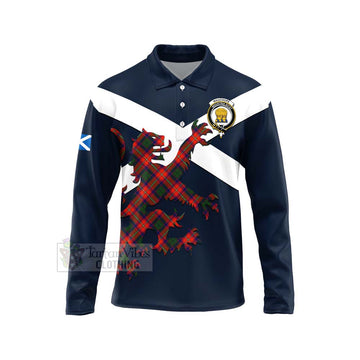 Wauchope Tartan Lion Rampant Long Sleeve Polo Shirt Proudly Display Your Heritage with Alba Gu Brath and Clan Name Unisex - Tartan Vibes Clothing