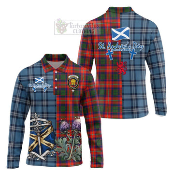 Wauchope Tartan Long Sleeve Polo Shirt Happy St. Andrew's Day Half Tartan Style Unisex - Tartan Vibes Clothing