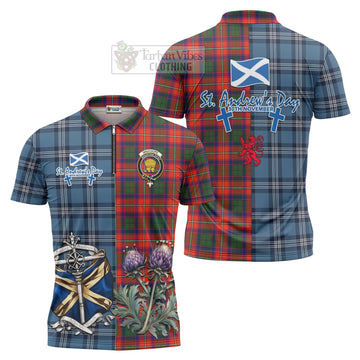 Wauchope Tartan Zipper Polo Shirt Happy St. Andrew's Day Half Tartan Style Unisex - Tartan Vibes Clothing
