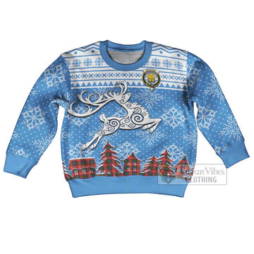 Wauchope Clan Christmas Kid Ugly Sweater with Tartan and Celtic Reindeer Style Kid - Tartan Vibes Clothing