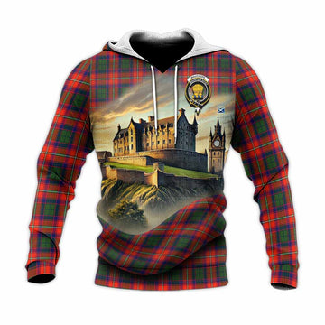 Wauchope Tartan Family Crest Knitted Hoodie with Scottish Ancient Castle Style Unisex Knitted Pullover Hoodie - Tartan Vibes Clothing