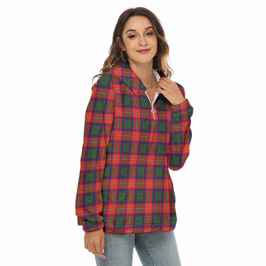 Wauchope Tartan Women's Borg Fleece Hoodie with Half Zip Female - Tartan Vibes Clothing