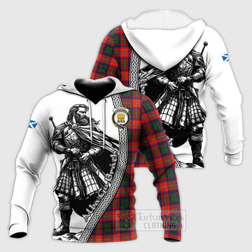 Wauchope Tartan Clan Crest Knitted Hoodie with Highlander Warrior Celtic Style Unisex Knitted Pullover Hoodie - Tartan Vibes Clothing