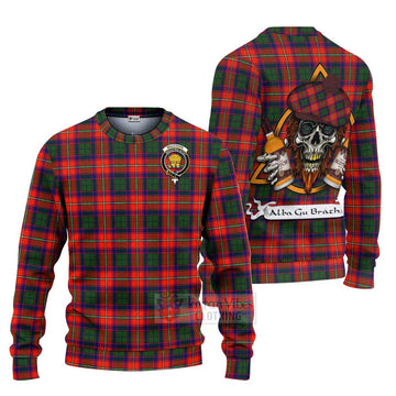 Wauchope Tartan Ugly Sweater with Family Crest and Bearded Skull Holding Bottles of Whiskey Unisex - Tartan Vibes Clothing