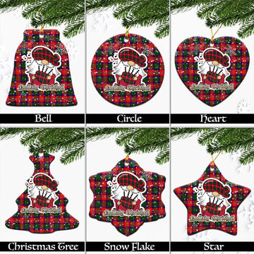 Wauchope Tartan Christmas Ceramic Ornaments with Scottish Gnome Playing Bagpipes Ceramic - Tartan Vibes Clothing
