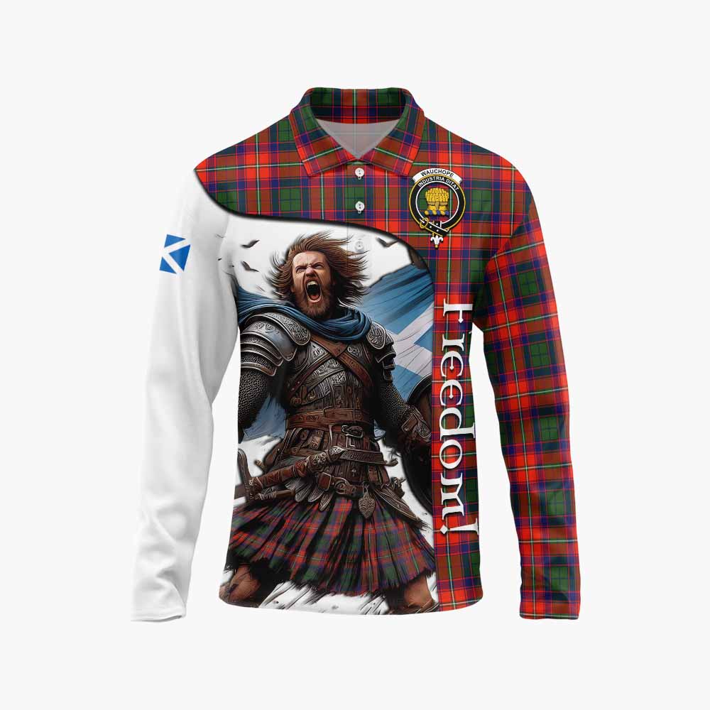 Tartan Vibes Clothing Wauchope Crest Tartan Long Sleeve Polo Shirt Inspired by the Freedom of Scottish Warrior