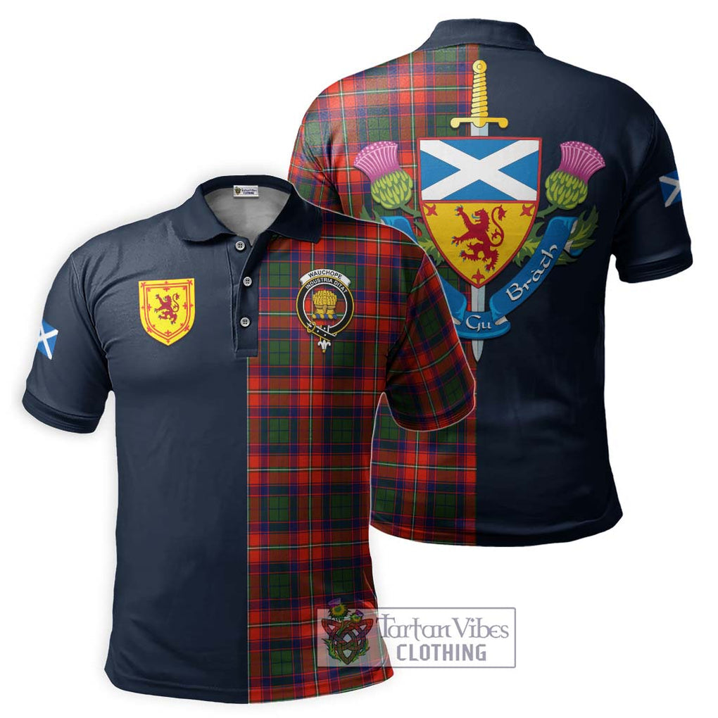 Wauchope Tartan Polo Shirt Alba with Scottish Lion Royal Arm Half Style Kid - Tartan Vibes Clothing