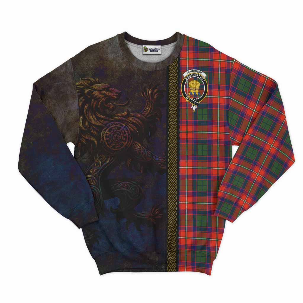 Wauchope Tartan Family Crest Sweatshirt Alba Gu Brath Be Brave Lion Ancient Style Unisex - Tartan Vibes Clothing