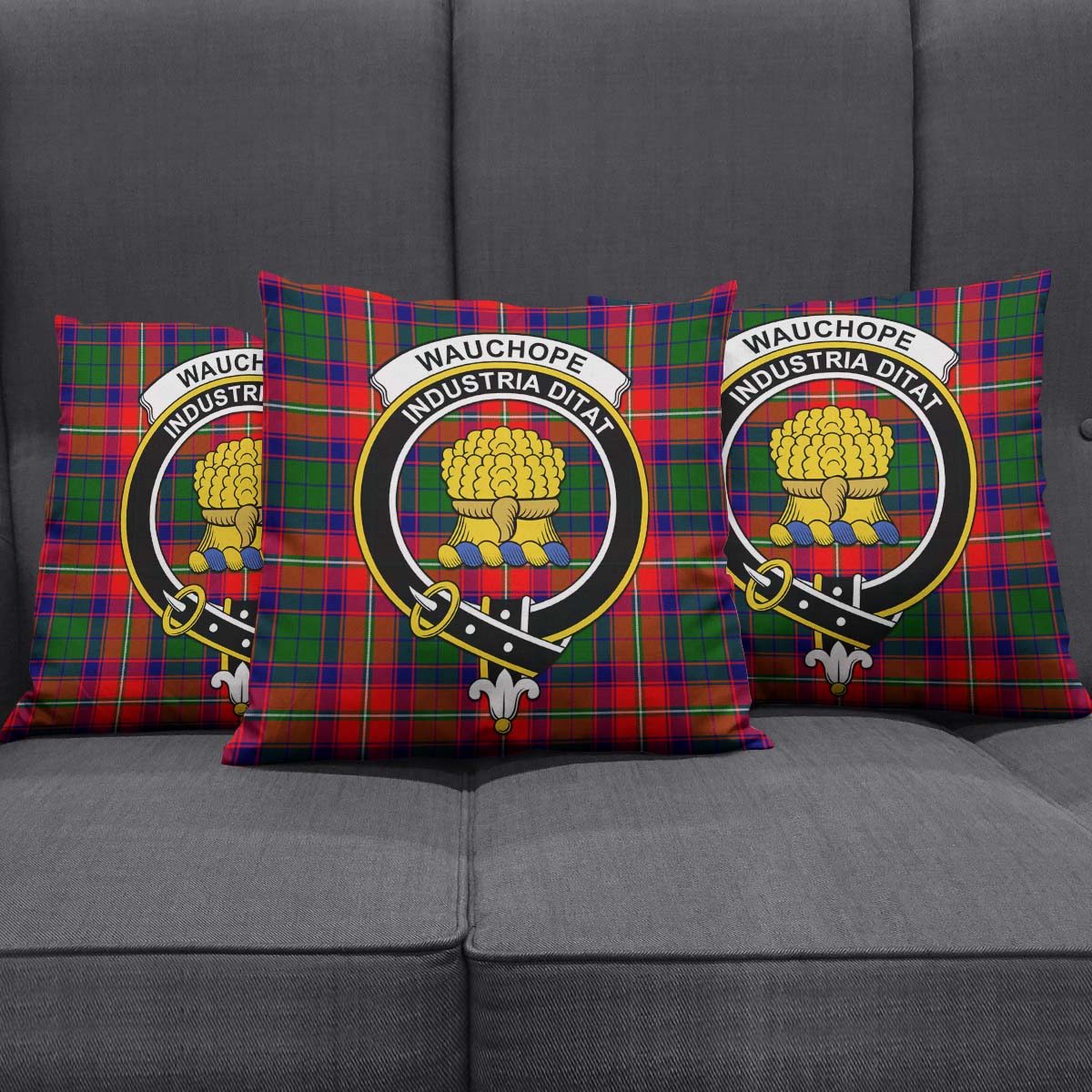 Wauchope Tartan Pillow Cover with Family Crest Rectangle Pillow Cover 51*91cm - Tartan Vibes Clothing