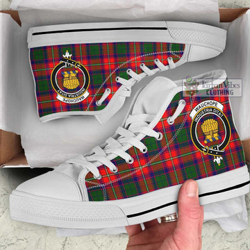 Wauchope Tartan High Top Shoes with Family Crest Kid High Top - White Sole - Tartan Vibes Clothing