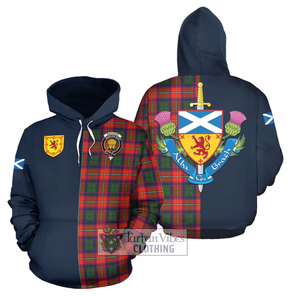 Wauchope Tartan Hoodie Alba with Scottish Lion Royal Arm Half Style Zip Hoodie - Tartan Vibes Clothing