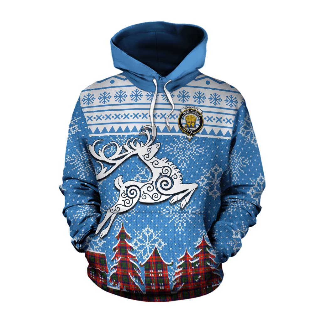 Wauchope Clan Christmas Cotton Hoodie Celtic Reindeer Style Pullover Hoodie XS - Tartan Vibes Clothing