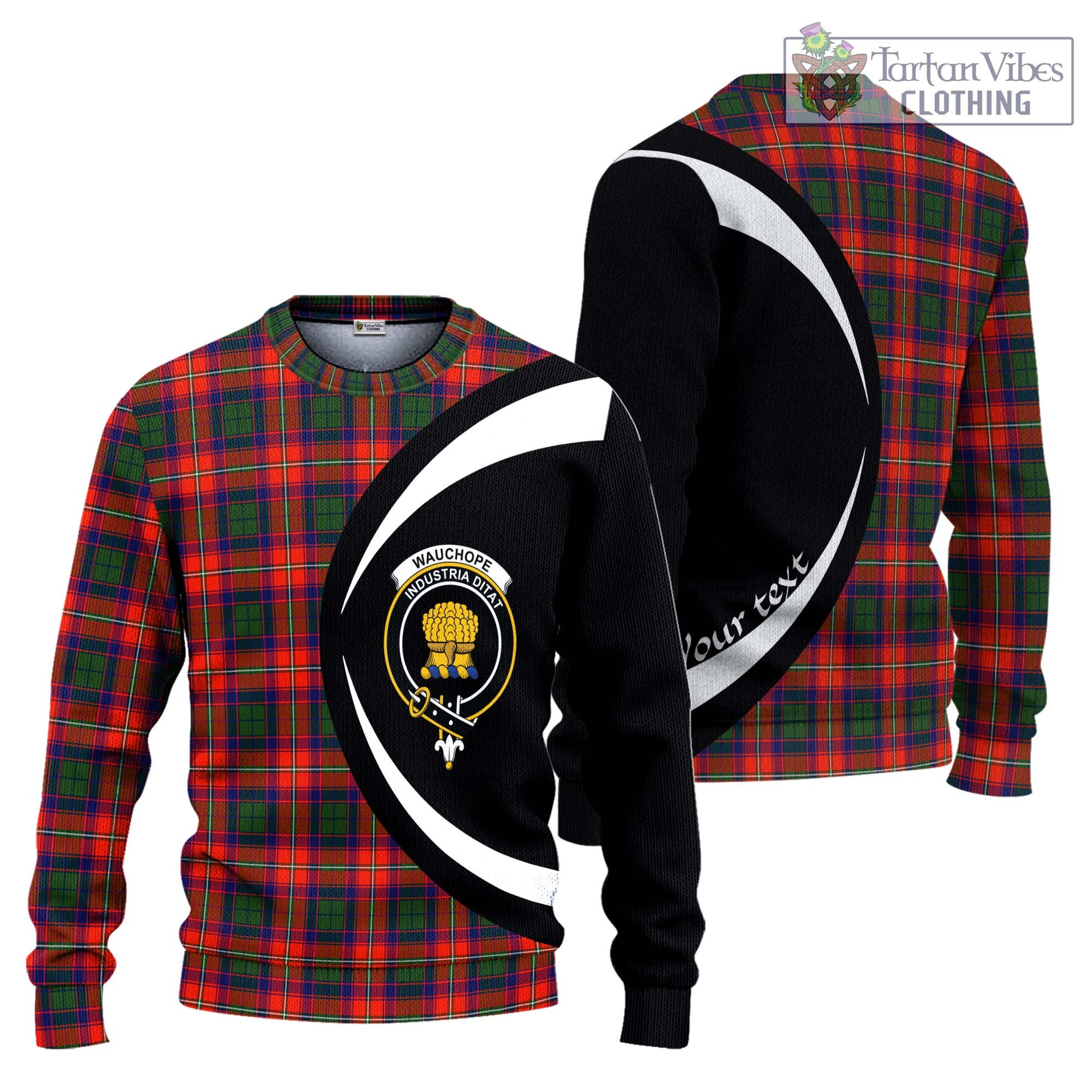 Wauchope Tartan Ugly Sweater with Family Crest Circle Style Unisex - Tartan Vibes Clothing