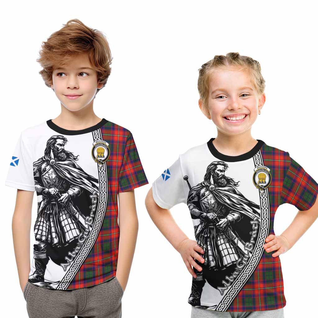 Wauchope Tartan Clan Crest Kid T-Shirt with Highlander Warrior Celtic Style Youth XL Size14 - Tartan Vibes Clothing
