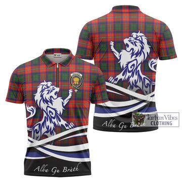 Wauchope Tartan Zipper Polo Shirt with Alba Gu Brath Regal Lion Emblem Unisex - Tartan Vibes Clothing