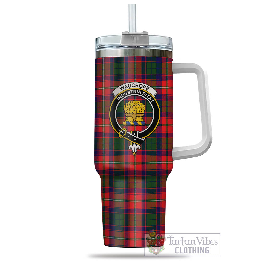 Tartan Vibes Clothing Wauchope Tartan and Family Crest Tumbler with Handle
