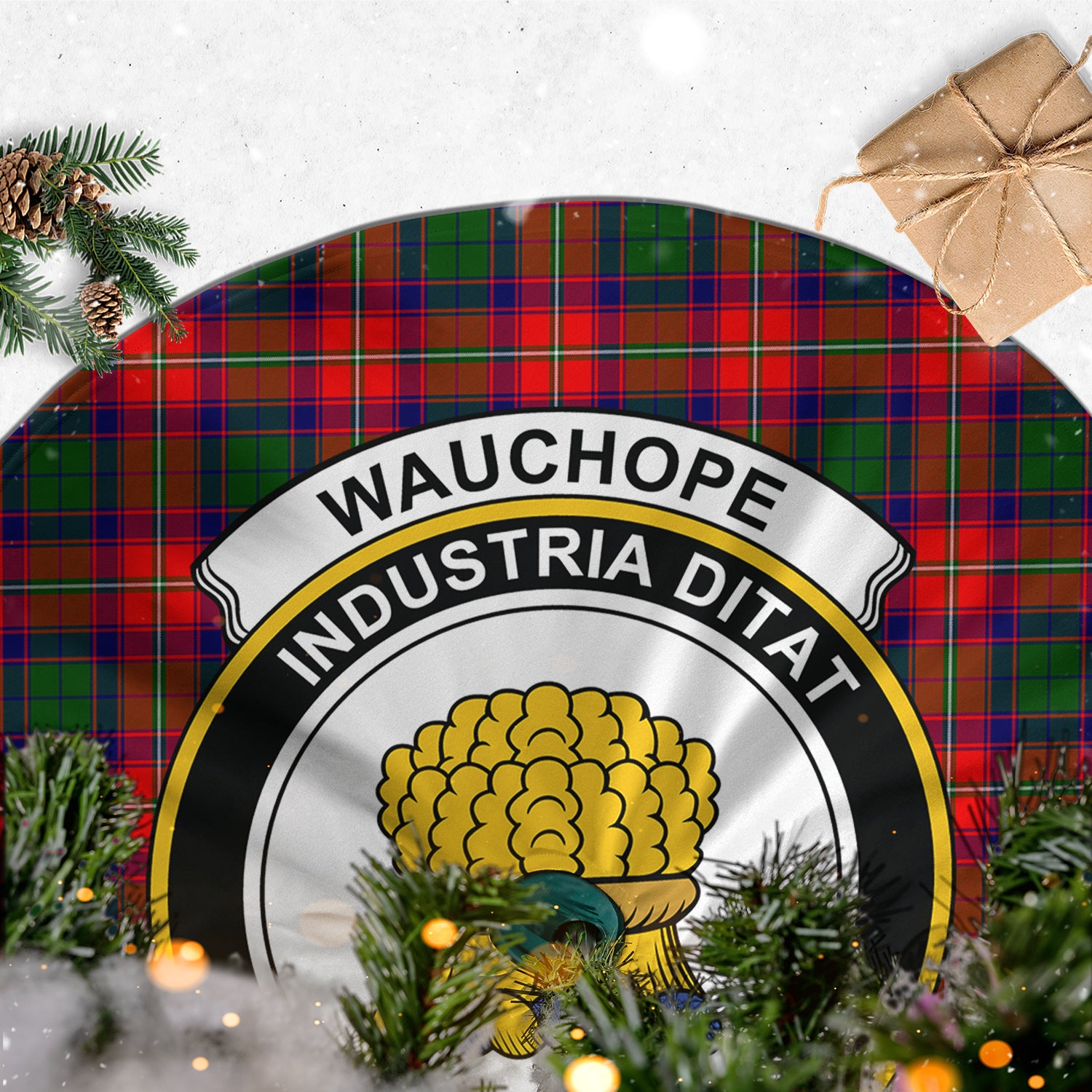 Wauchope Tartan Christmas Tree Skirt with Family Crest - Tartan Vibes Clothing