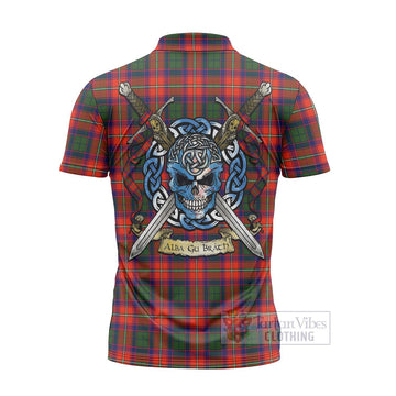 Wauchope Tartan Zipper Polo Shirt with Family Crest Celtic Skull Style - Tartan Vibes Clothing