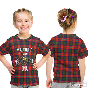 Wauchope Tartan Kid T-Shirt with Family Crest DNA In Me Style - Tartan Vibes Clothing