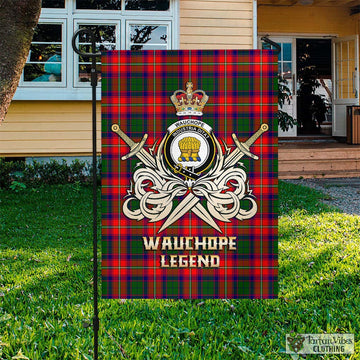 Wauchope Tartan Flag with Clan Crest and the Golden Sword of Courageous Legacy