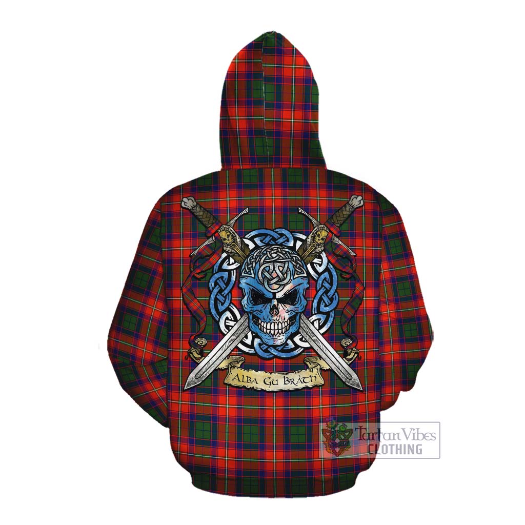 Wauchope Tartan Cotton Hoodie with Family Crest Celtic Skull Style Pullover Hoodie - Tartan Vibes Clothing
