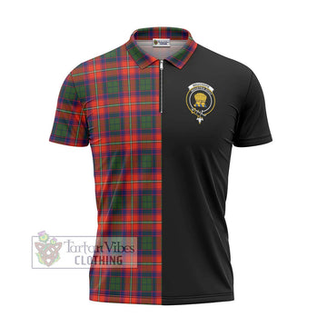 Wauchope Tartan Zipper Polo Shirt with Family Crest and Half Of Me Style - Tartan Vibes Clothing
