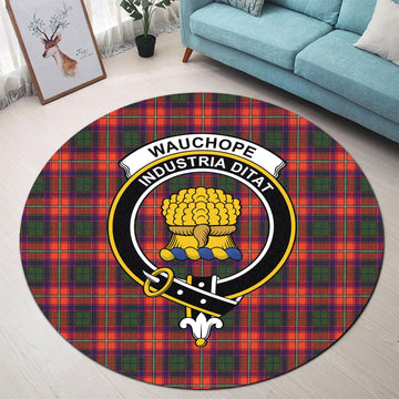 Wauchope Tartan Round Rug with Family Crest - Tartan Vibes Clothing