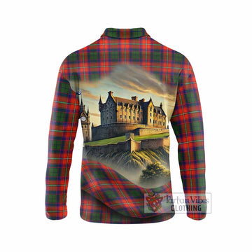 Wauchope Tartan Family Crest Long Sleeve Polo Shirt with Scottish Ancient Castle Style - Tartan Vibes Clothing