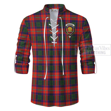 Wauchope Tartan Ghillie Kilt Shirt with Family Crest and Bearded Skull Holding Bottles of Whiskey - Tartan Vibes Clothing