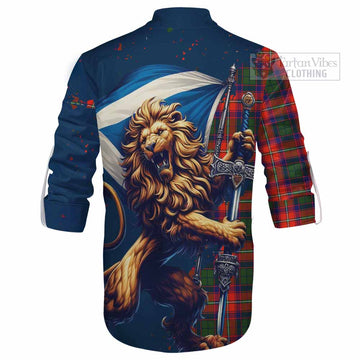 Wauchope Tartan Family Crest Ghillie Kilt Shirt with Scottish Majestic Lion - Tartan Vibes Clothing