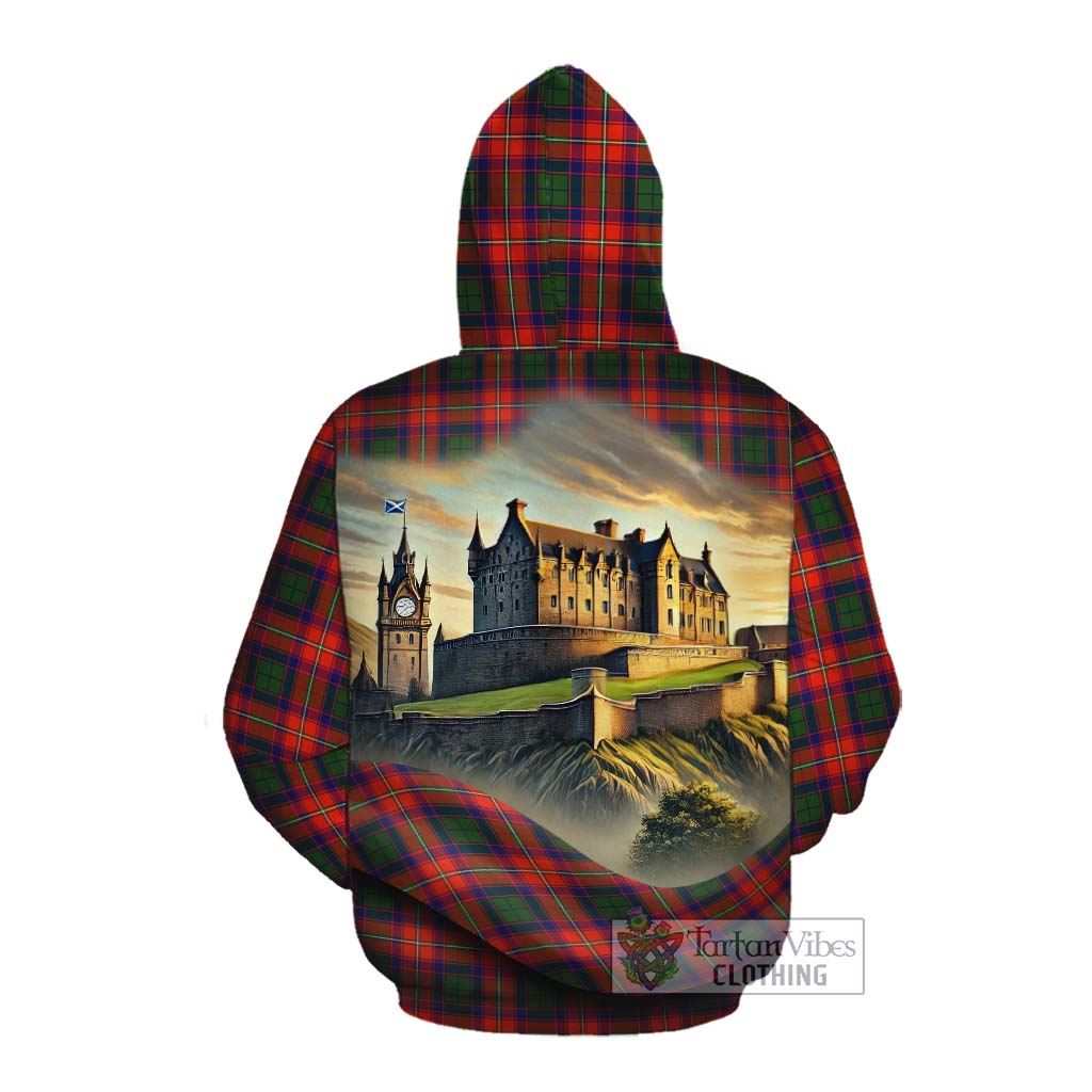 Wauchope Tartan Family Crest Cotton Hoodie with Scottish Ancient Castle Style Pullover Hoodie - Tartan Vibes Clothing