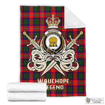 Wauchope Tartan Blanket with Clan Crest and the Golden Sword of Courageous Legacy - Tartan Vibes Clothing