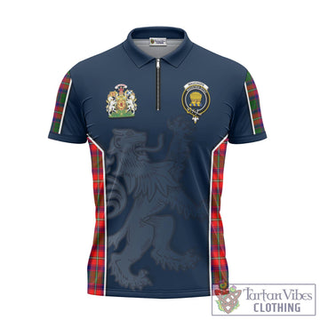 Wauchope Tartan Zipper Polo Shirt with Family Crest and Lion Rampant Vibes Sport Style - Tartan Vibes Clothing