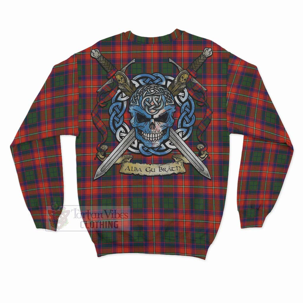 Wauchope Tartan Sweatshirt with Family Crest Celtic Skull Style - Tartan Vibes Clothing