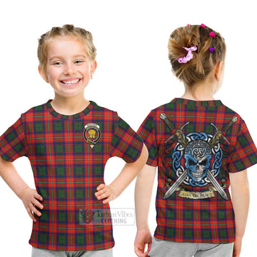 Wauchope Tartan Kid T-Shirt with Family Crest Celtic Skull Style - Tartan Vibes Clothing