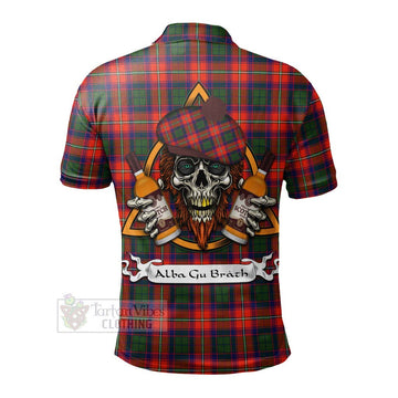 Wauchope Tartan Polo Shirt with Family Crest and Bearded Skull Holding Bottles of Whiskey - Tartan Vibes Clothing
