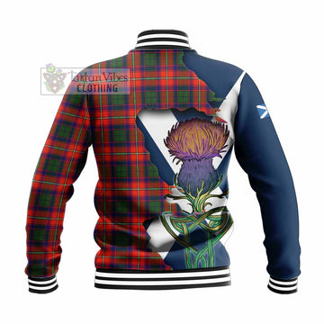 Tartan Vibes Clothing Wauchope Tartan Family Crest Baseball Jacket Scottish Thistle Celtic Inspired