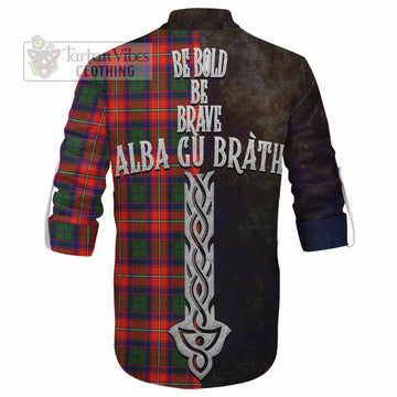 Tartan Vibes Clothing Wauchope Tartan Family Crest Ghillie Kilt Shirt Alba Gu Brath Be Brave Lion Ancient Style